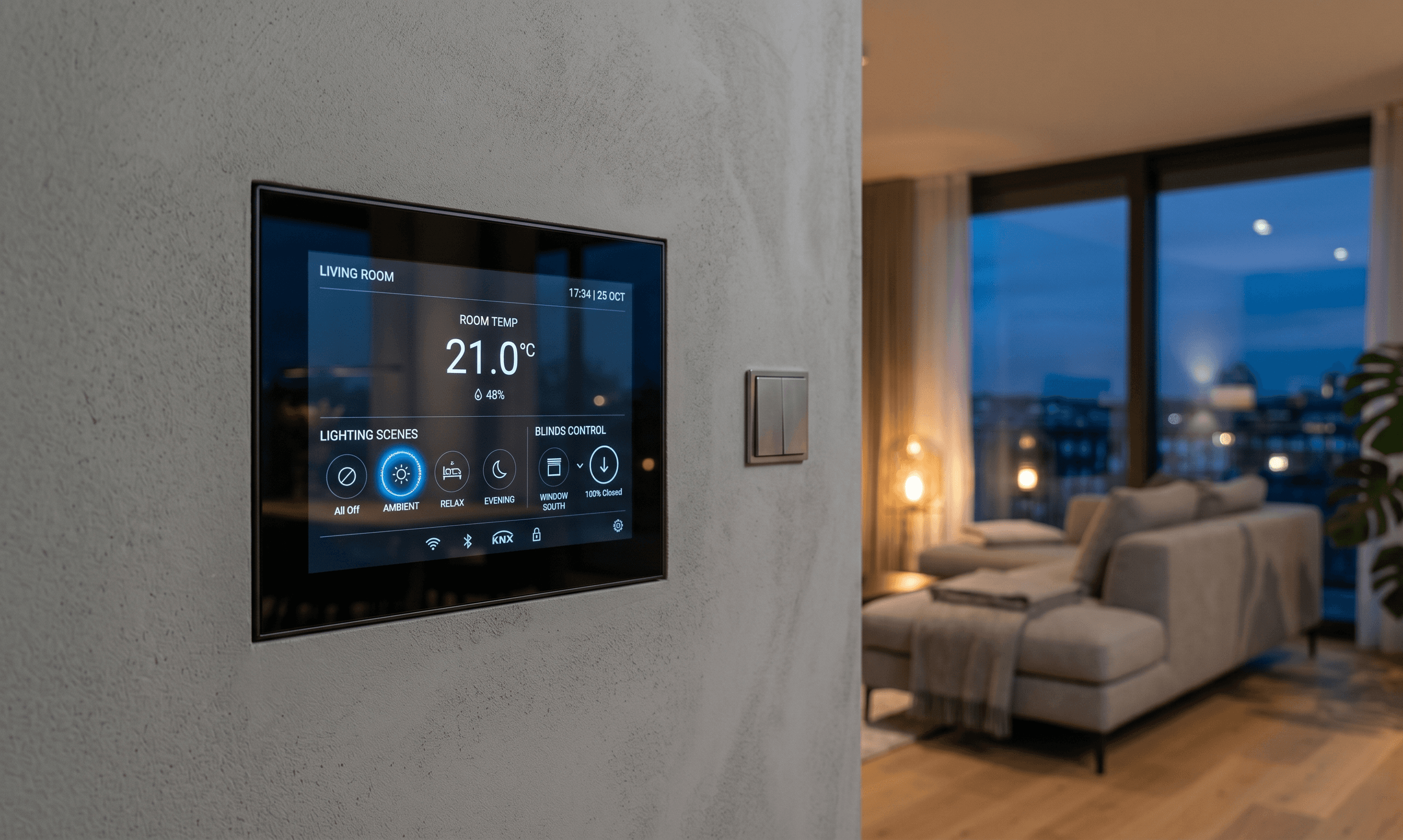 KNX Smart Home Touchpanel mit Visualisierung der Haussteuerung