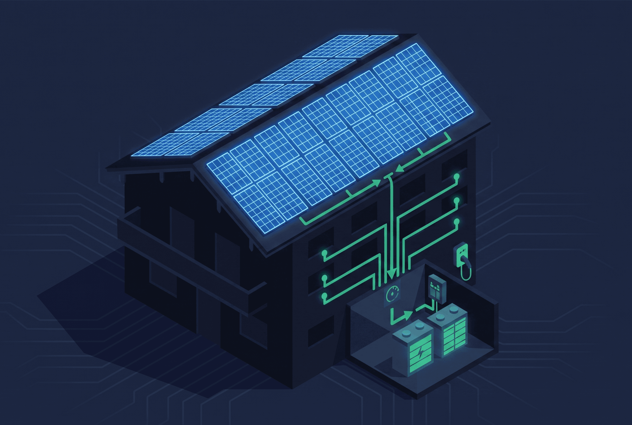 Photovoltaikanlage auf Flachdach eines Mehrfamilienhauses